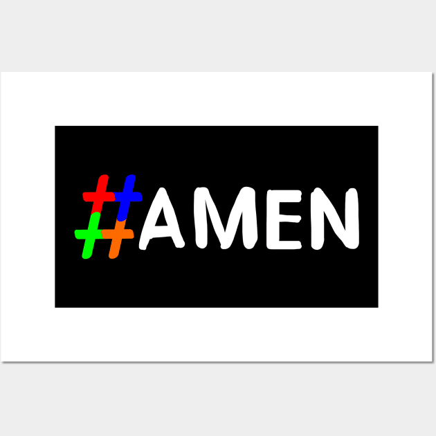 #Amen Hashtag (Crosstag) Wall Art by Mandz11